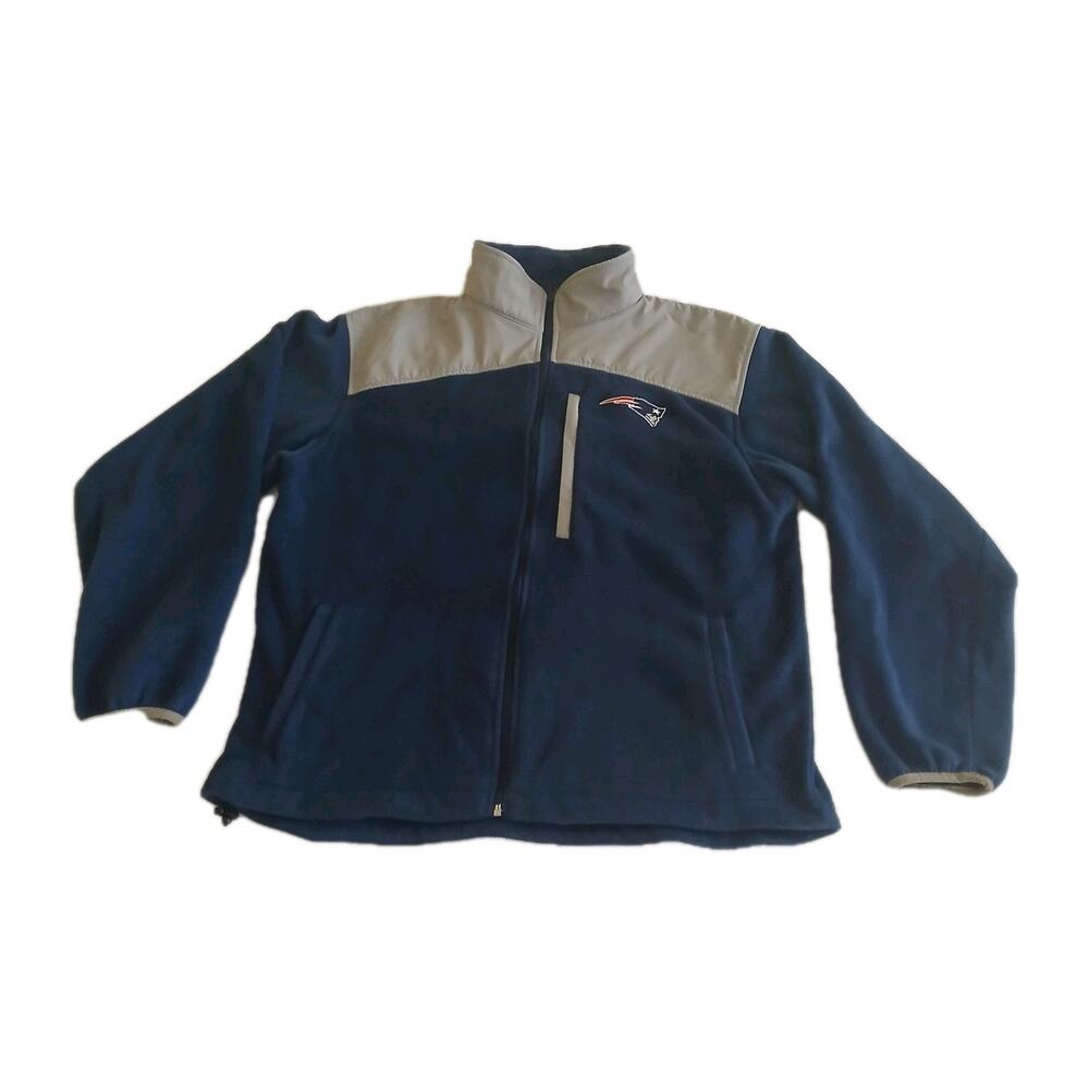 Men’s M New England Patriots NFL Team Apparel Full-Zip Fleece Jacket Blue/Grey